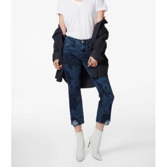 J Brand Selena Mid Rise Floral Crop Distressed Denim Jeans in Cotillion - Picture 6 of 6